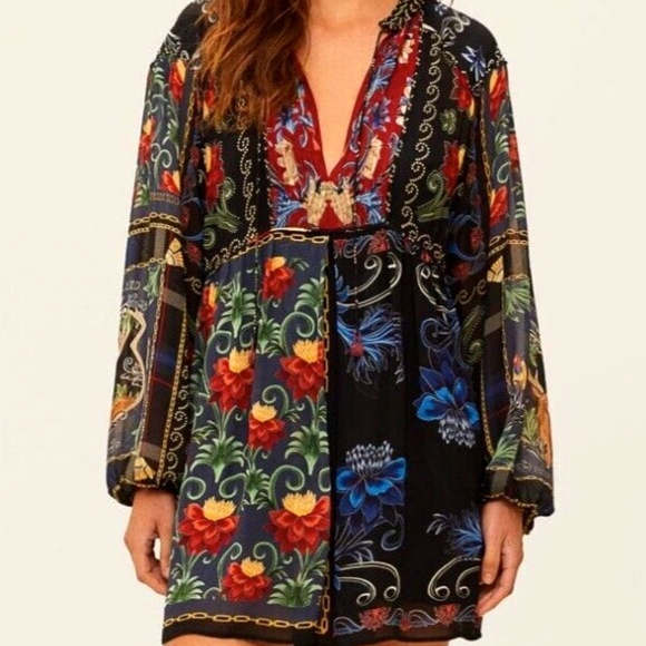 FARM Rio Dresses & Skirts - $260 Farm Rio Mixed Arabesque Scarves Long Sleeve Mini Dress